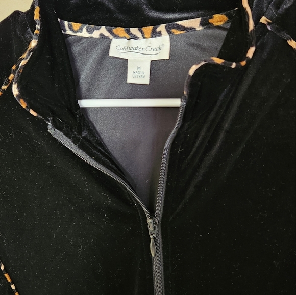 Coldwater Creek velvet zippered jacket animal print trim in a sz medium - Picture 3 of 5